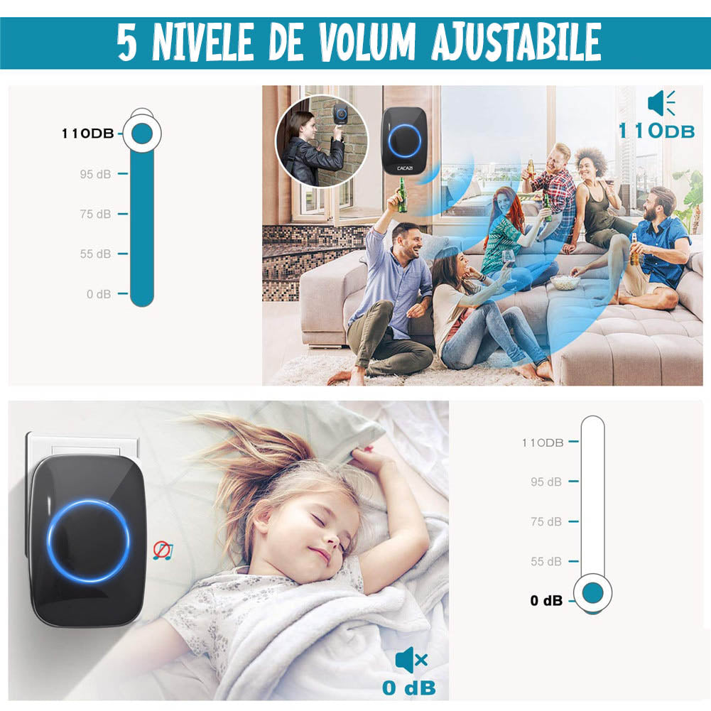 Sonerie fără fir, Wireless Techstar, Distanta 300m | 60 Melodii