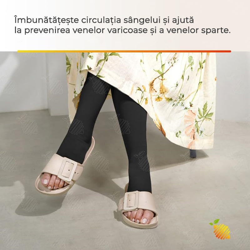Șosete de compresie fără degete, cu fermoar, Antidurere, bej/negru – alină și redu umflăturile rapid