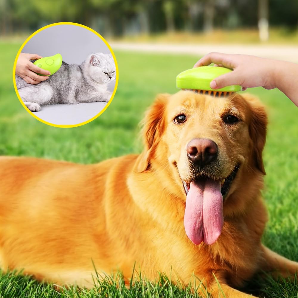 Perie animale Brushy-G cu abur si peri din silicon, 3in1, pentru curățare, masaj și blană strălucitoare