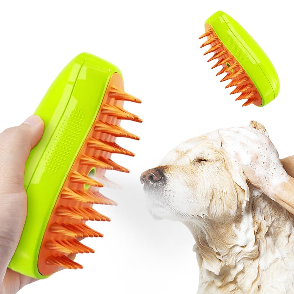 Perie animale Brushy-G cu abur si peri din silicon, 3in1, pentru curățare, masaj și blană strălucitoare