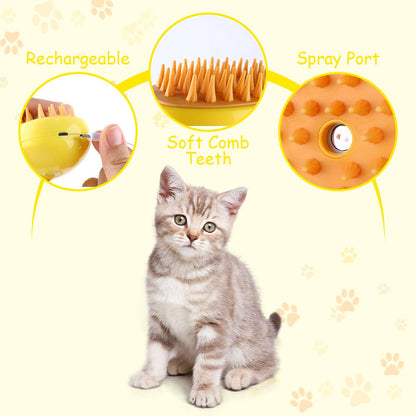 Perie animale Brushy-G cu abur si peri din silicon, 3in1, pentru curățare, masaj și blană strălucitoare
