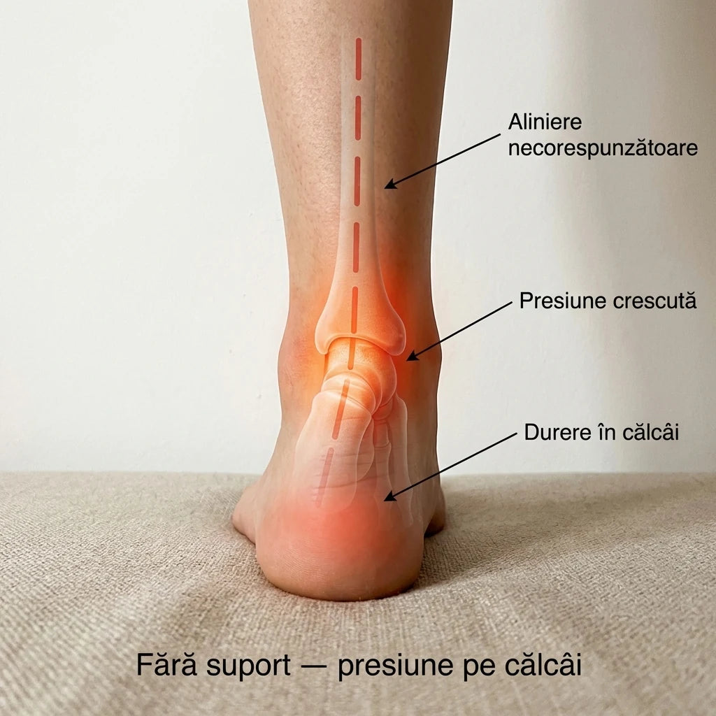Presiune și durere în călcâi fără suport